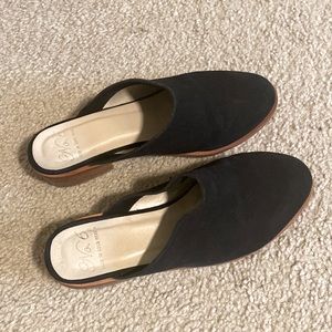 No. 6 Black Suede Slip-On Mule